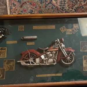 Vintage Motorcycle Shadow Box Art